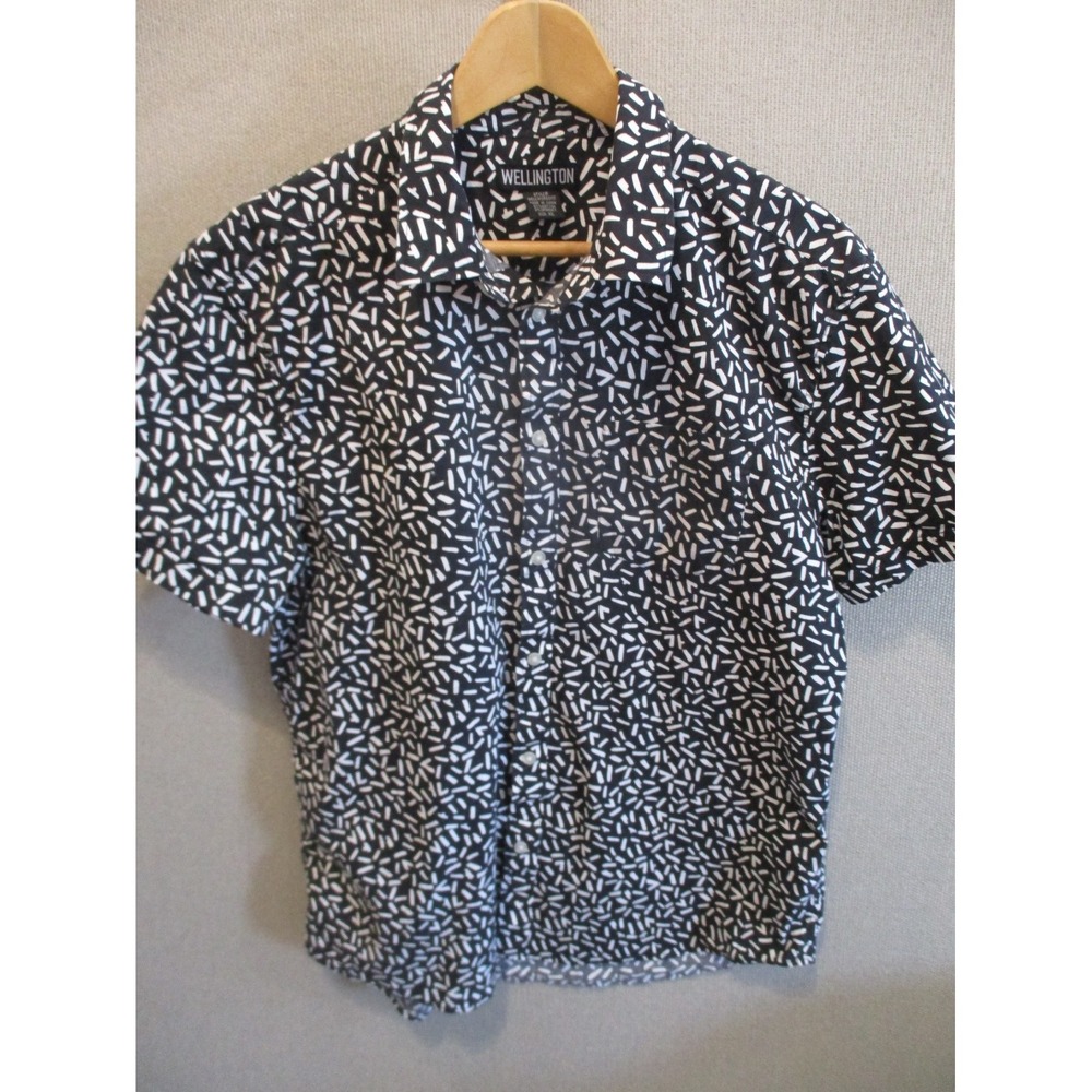 Wellington B&W Printed Stretch Shirt Size XL